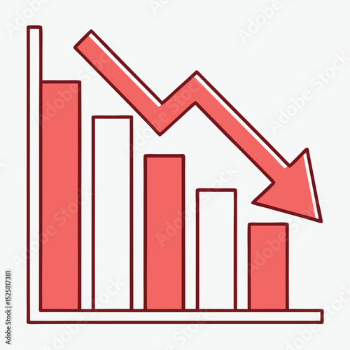 Graph showing decline depicting financial loss and economic recession in simple graphic