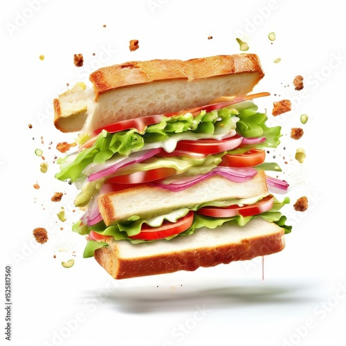 an AI Image Generator, Delicious Fresh Sandwich with Ingredients