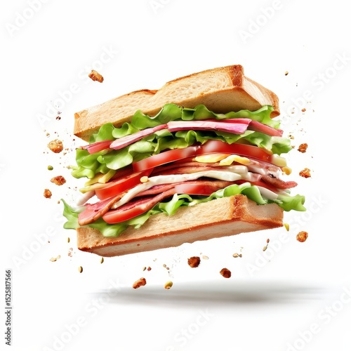 an AI Image Generator, Delicious Fresh Sandwich with Ingredients