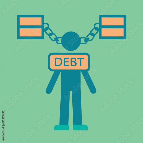 Illustration depicting a person bound by chains representing economic debt burden