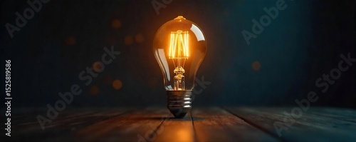 A bright, glowing light bulb illuminates a dark room, symbolizing inspiration, innovation, and new ideas Perfect for business, technology, and creativity concepts , future, knowledge, room