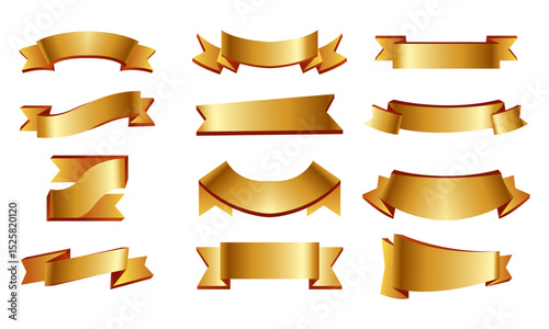 Golden ribbon banners set. Vector illustration for advertising luxury style. vector