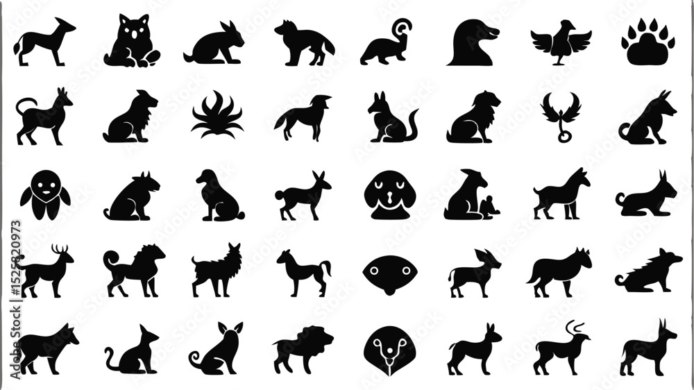 Fototapeta premium animals silhouettes vector set