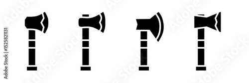 Axe icon illustration. Black and white axe icon set. Stock vector collection.