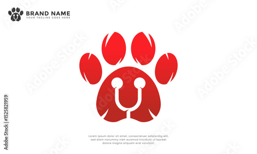 Paw stethoscope logo. Symbol for vet, clinic, or animal hospital