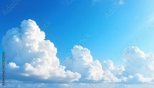 Vast expanse of fluffy white cumulus clouds scattered across a brilliant azure sky, offering a serene and peaceful view Perfect for travel, nature, or weather-related projects , air, calm, summer
