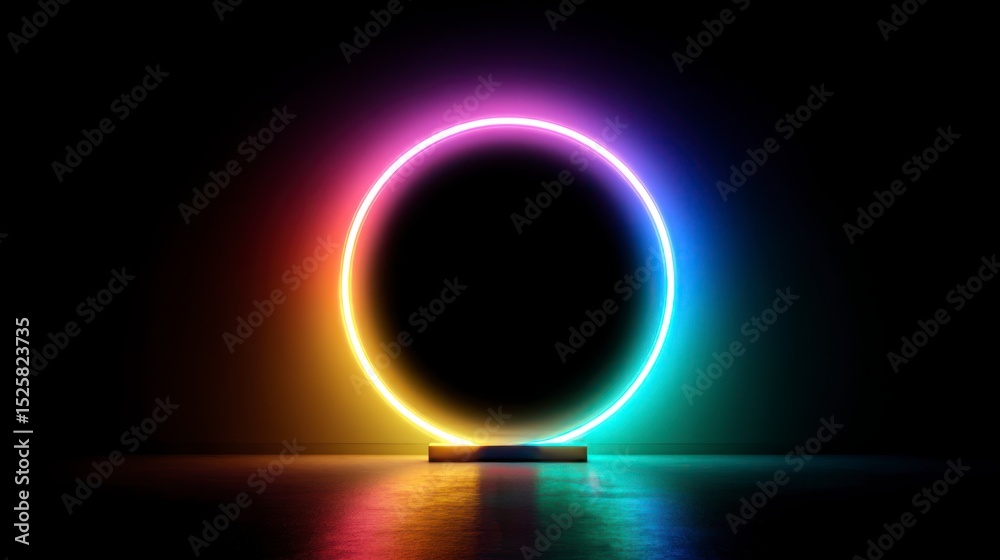 Obraz premium Neon circle display background