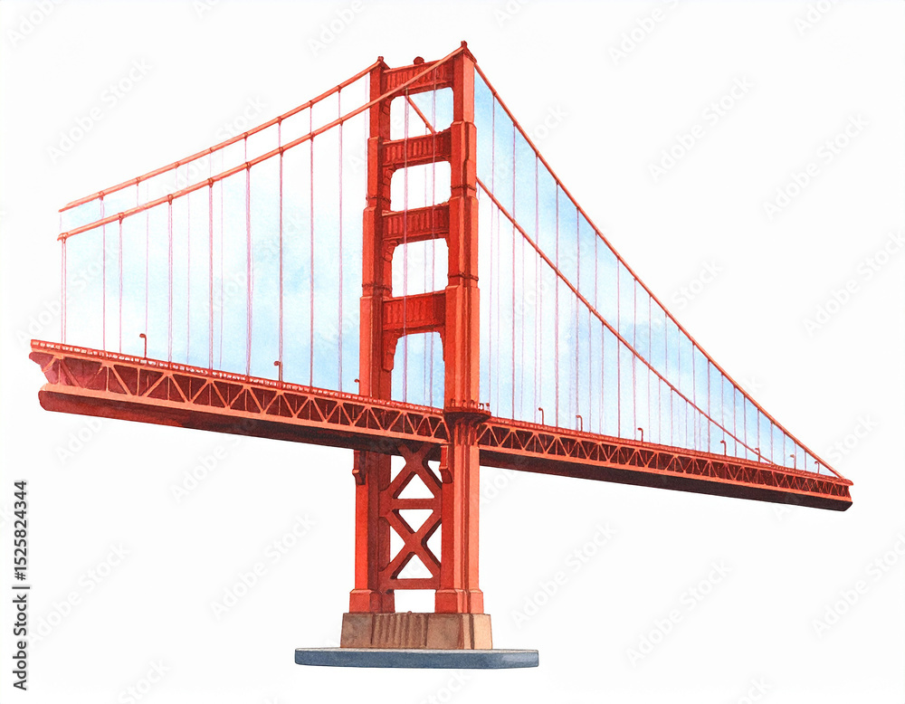 Fototapeta premium Golden Gate Bridge: A breathtaking view of the iconic Golden Gate Bridge, its majestic orange structure against a backdrop of clear blue sky, symbolizing strength, innovation.