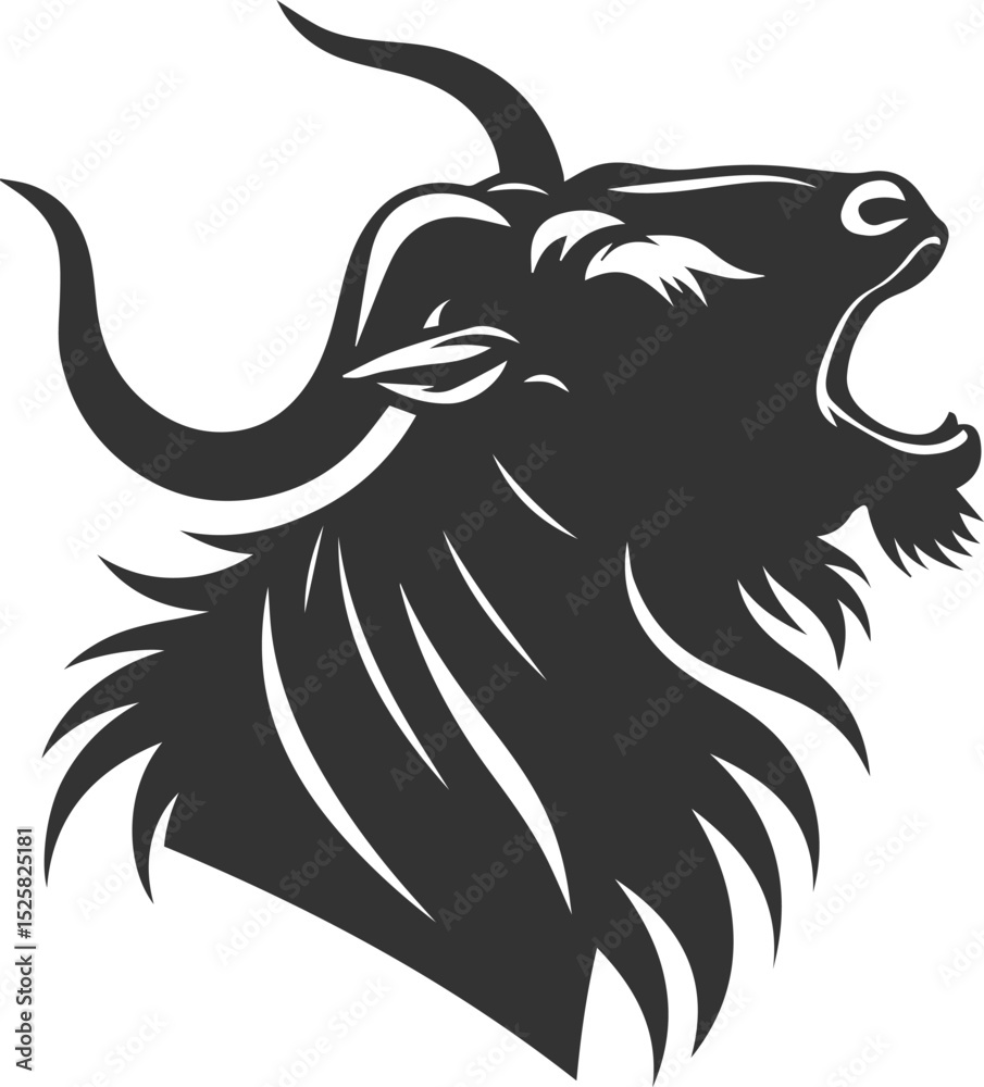 Obraz premium Wild animal vector silhouette of a wildebeest