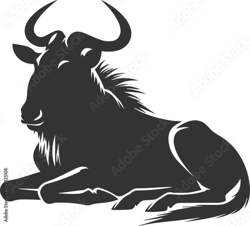Wild animal vector silhouette of a wildebeest