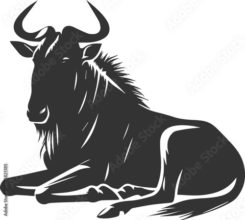 Wild animal vector silhouette of a wildebeest