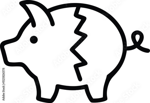 Silhouette design of a cracked piggy bank symbolizing financial struggles and insolvency