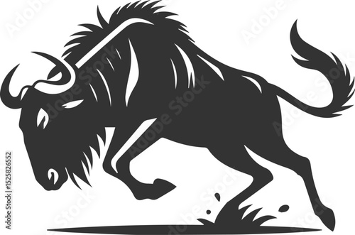 Wild animal vector silhouette of a wildebeest photo