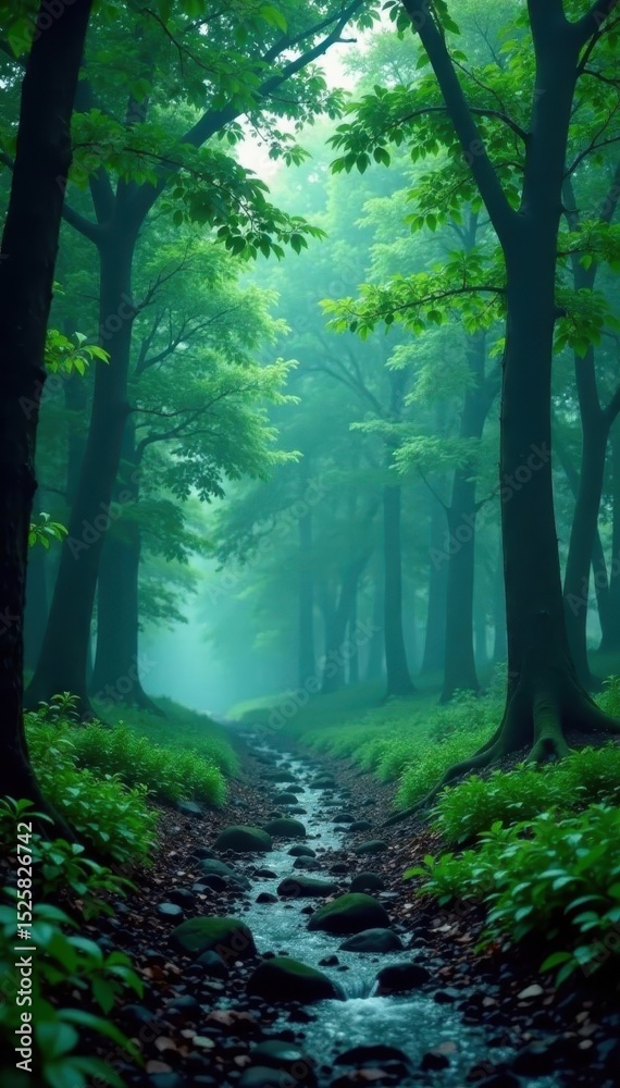 Obraz premium Osaka's forest drenched; violent storm's fury unleashed , natural, powerful