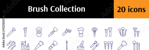 Beauty and Cosmetic Brush Modern Outline Style Icons for Design, Cards, Apps, Social Networks