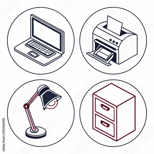 laptop printer desk lamp file cabinet
