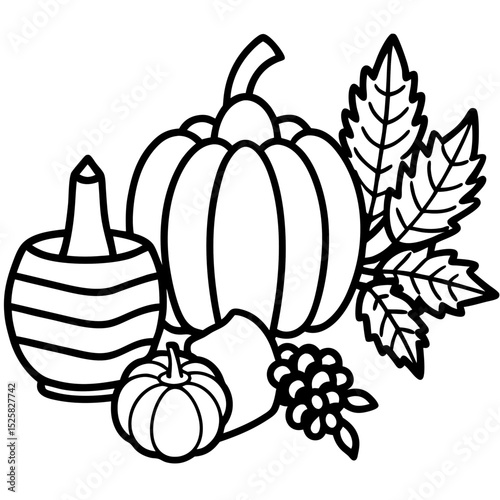 Simple Thanksgiving Harvest Vector on White Background