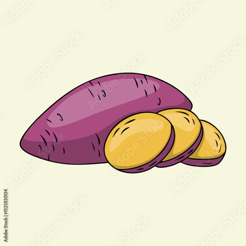 Sweet Potato Sliced Root Vegetable Illustration