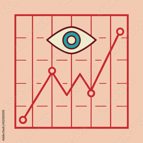 Visual representation of business growth trends and analysis with eye icon