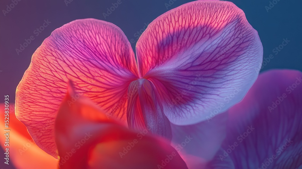 Fototapeta premium Orchid's Delicate Veins: A Macro Study in Pink and Purple Hues