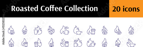 Coffee Line Icon Set. Roasted Coffee Outline Signs for Graphic and Web Design, Apps, Adverts, Various Cards