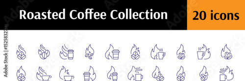 Coffee Thin Line Icon Set. Roasted Coffee Outline Signs for Graphic and Web Design, Apps, Adverts, Various Cards
