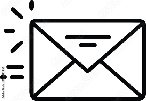 Modern email icon silhouette with transparency for digital communication designs