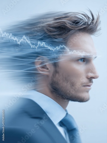 Wallpaper Mural Dynamic business insights analyzing market trends with a male analyst office setting digital visualization professional perspective Torontodigital.ca