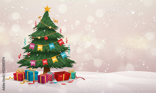 christmas tree in snow