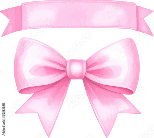 Pink Satin Ribbon Bow is a festive decoration for celebrations, gifts or holidays isolated on white background.