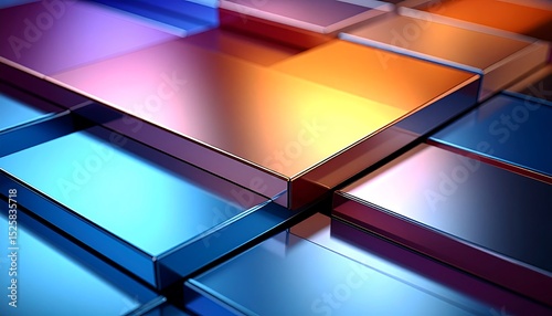 Anodized Aluminum Panels Gradient Colors and Machined Textures in Abstract Composition