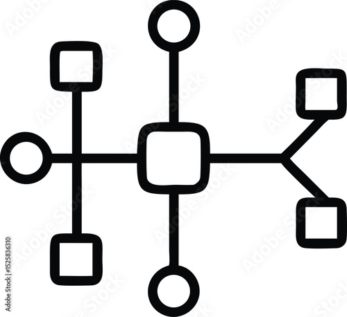 Sleek black network icon vector design with transparency ideal for digital communications
