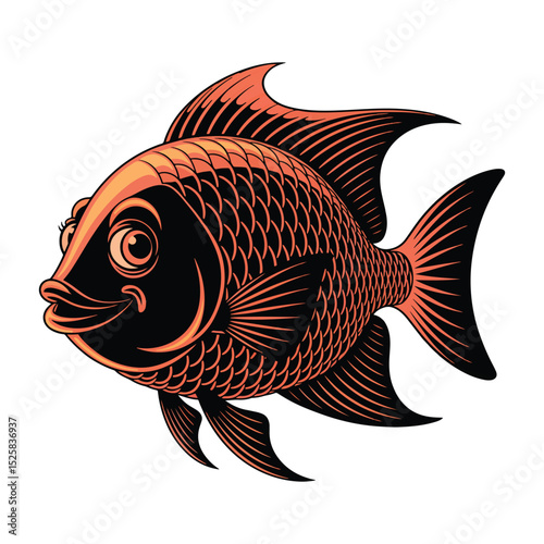 Tilapia fish vector illustration, isolated on a white background.