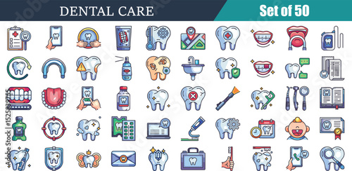 Comprehensive Dental Care Icon Set Fifty Pixel Art Tooth Icons for Websites and Apps