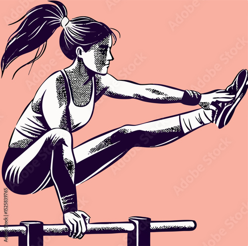 Woman Doing Calisthenics Exercise on Parallel Bars