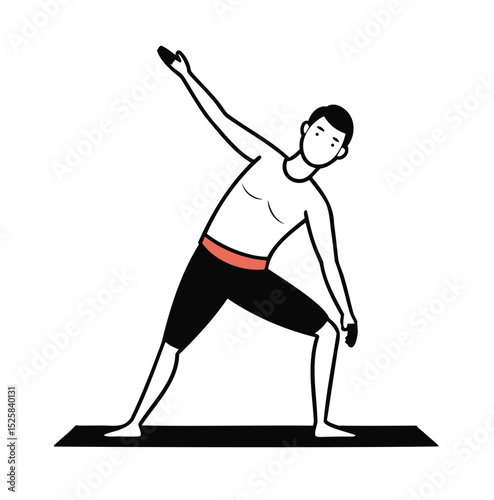A Man Practicing Trikonasana Triangle Pose on Clean Background