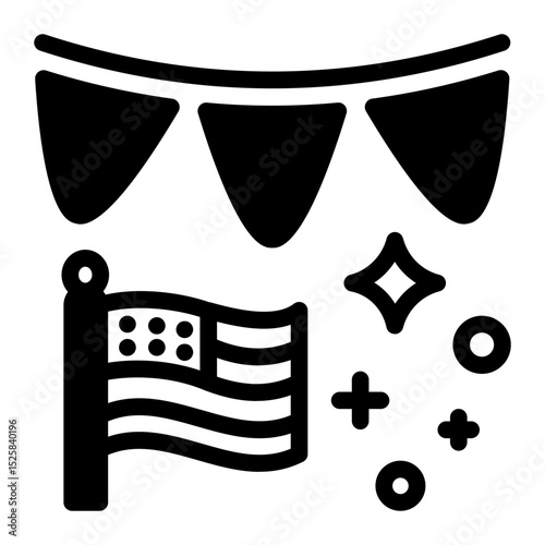 This Garland icon is suitable for 4th of July, Independence Day, etc