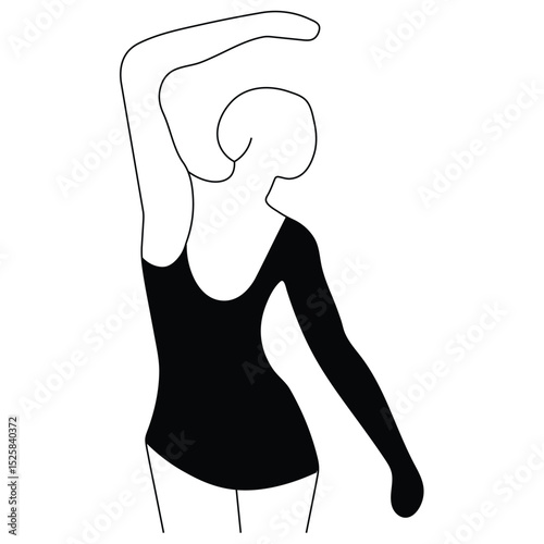 Stylized vector illustration of a female mannequin adorned in a fashion dress, capturing the artistic silhouette of a beautiful woman with flowing hair