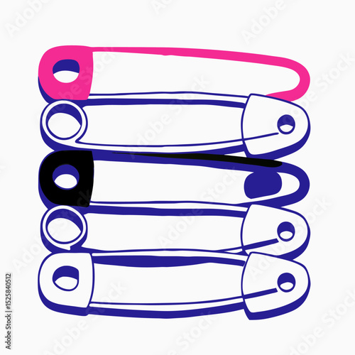 Stack of Pink, Black, and White Safety Pins