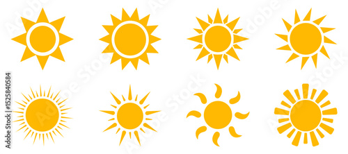 Sun icons vector symbol set