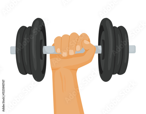 Hand holding dumbbell isolated on white background