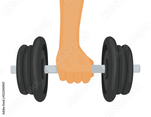 Man hand holding dumbbell isolated on white background