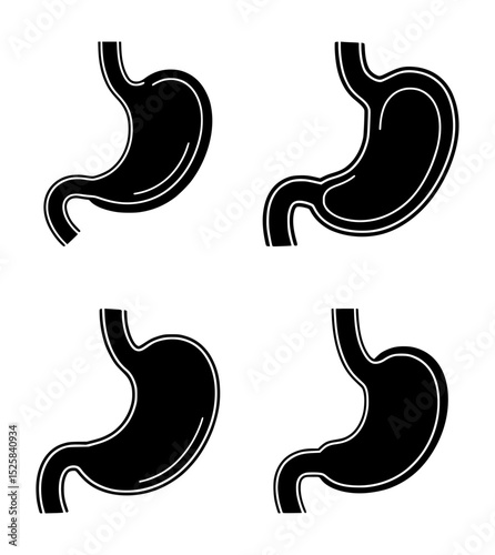 human stomach silhouette set, isolated background