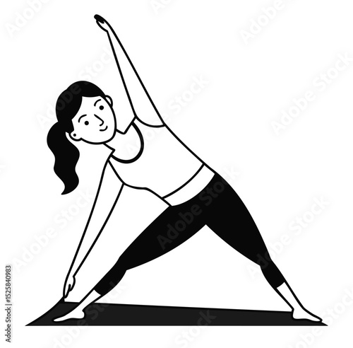 Ta Woman Practicing Trikonasana Triangle Pose Outdoors