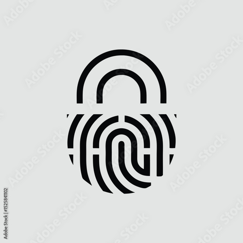 Fingerprint biometric security lock icon graphic design