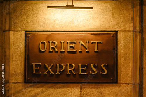 Fotografía Orient Express Golden Sign at Sirkeci Station, Istanbul