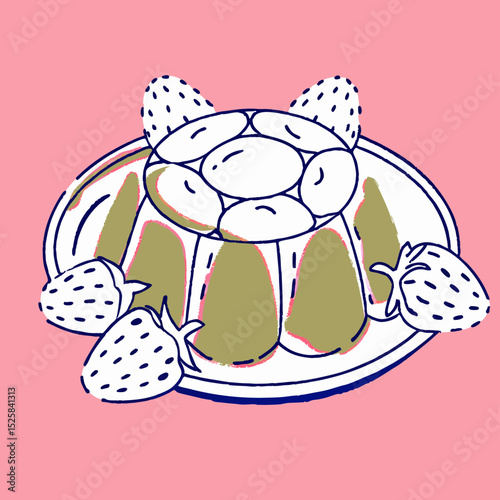Delicious Strawberry Jelly Dessert on Plate