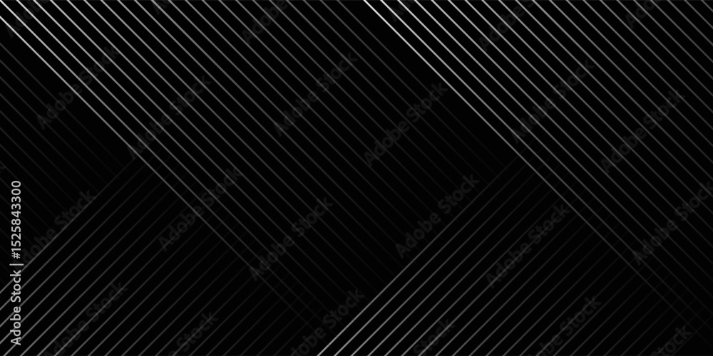 black background with shiny diagonal dynamic lines wallpaper. Black and white abstract tech geometric linear background