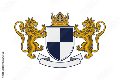 lion crest logo with shield and crown