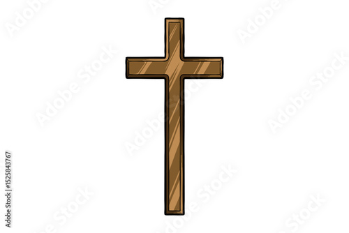 brown wooden cross hand drawn illustration